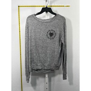 Purple Snow Wild Free Graphic Pullover Top Gray Heather Long Sleeve Large